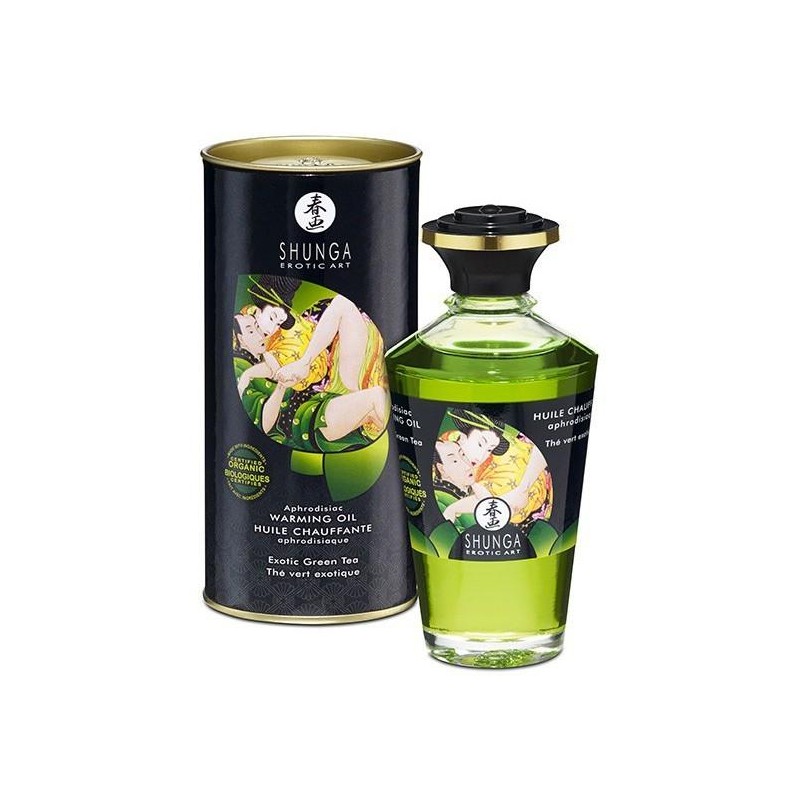 Huile de massage Chauffante Aphrodisiaque - THÉ VERT 100ml