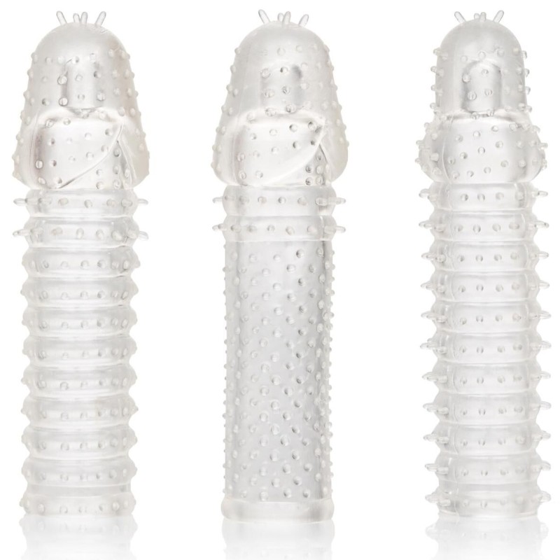 Kit de 3 Gaines de pÃ©nis texturÃ©es Ribbed Extend 14 x 4cm