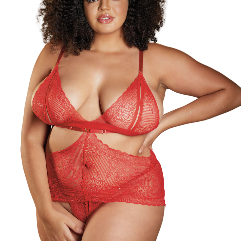 nuisette en dentelle rouge grande taille de chez votre allure