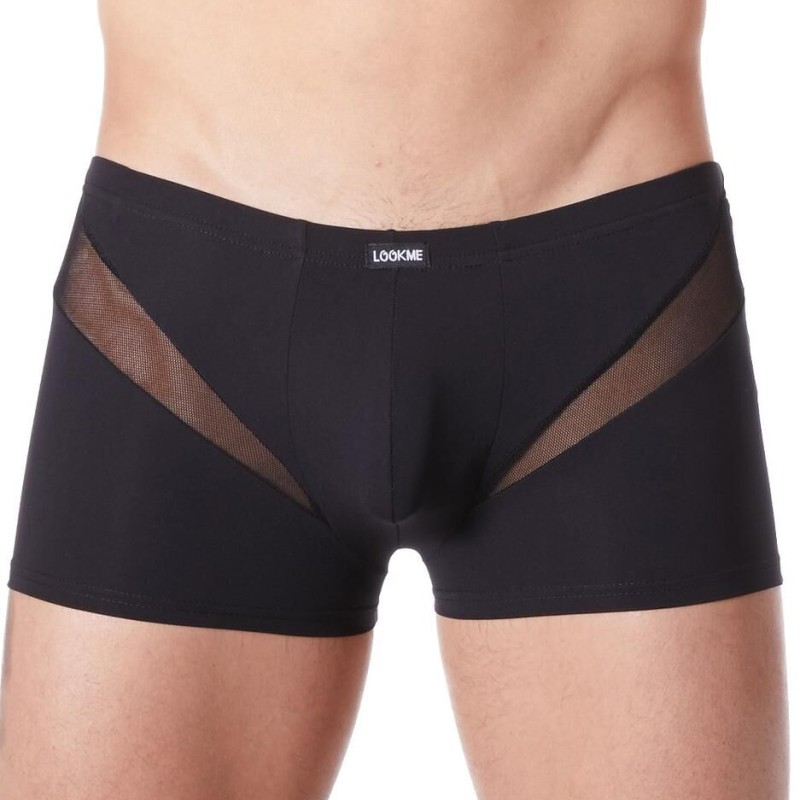 lingerie homme : boxer noir avec bandes résille