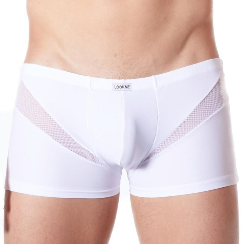 lingerie homme : boxer blanc avec bandes résille