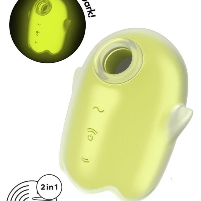 Stimulateur de clitoris fluorescent vibration et air pulsé USB vert Glowing Ghost Satisfyer - CC597852