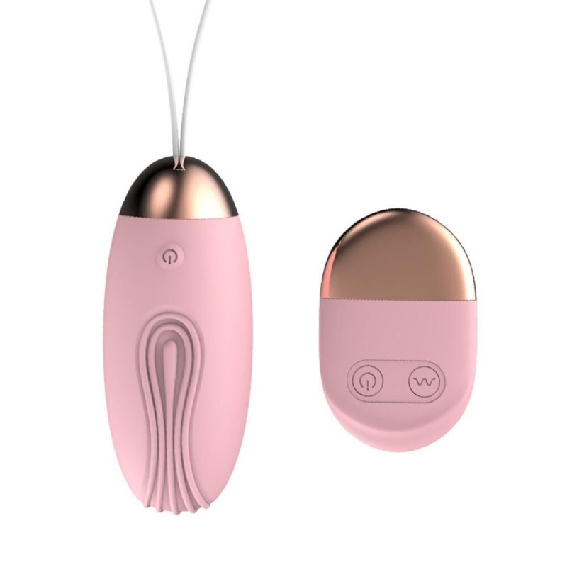 Oeuf vibrant rainuré rose USB avec télécommande - TOD-008PNK