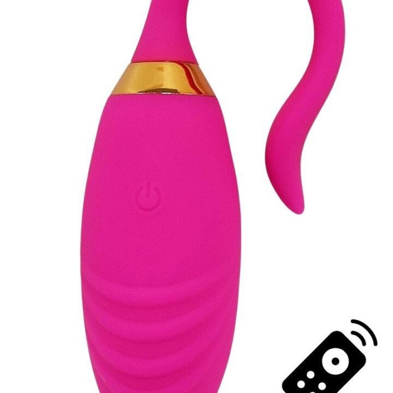 PLEASURE, Un Œuf vibrant USB avec télécommande, dans un silicone médical doux et rainuré - B24PNK