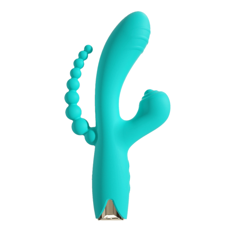 Vibromasseur triple stimulation USB turquoise Snappy Bunny - WS-NV062CTUR