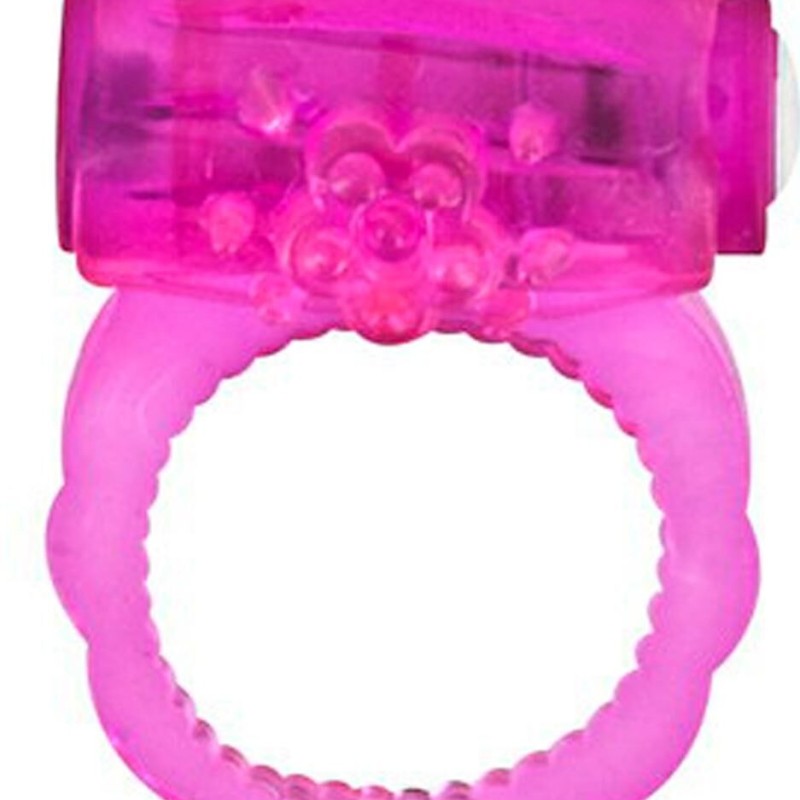 Cockring rose vibrant avec stimulation du clitoris - CC570041