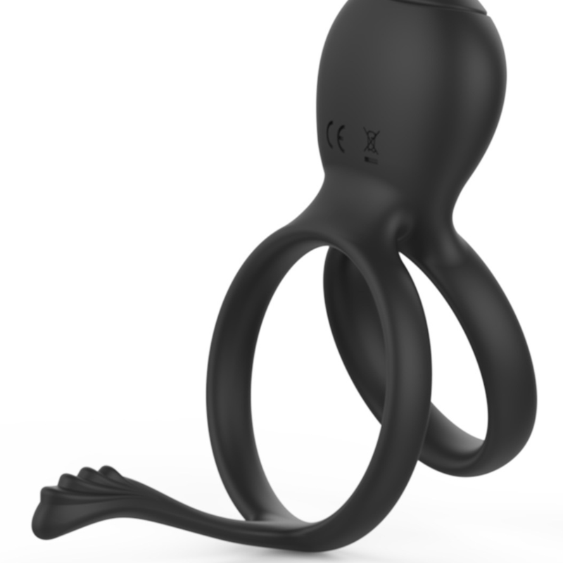 PEPIN, Cockring à double anneaux dans un silicone médical doux avec 1 mode de vibration - COR032BLK