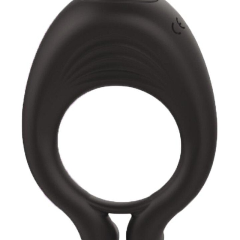 OCTAVE, Cockring Noir dans un silicone médical doux avec 1 mode de vibration - COR035BLK