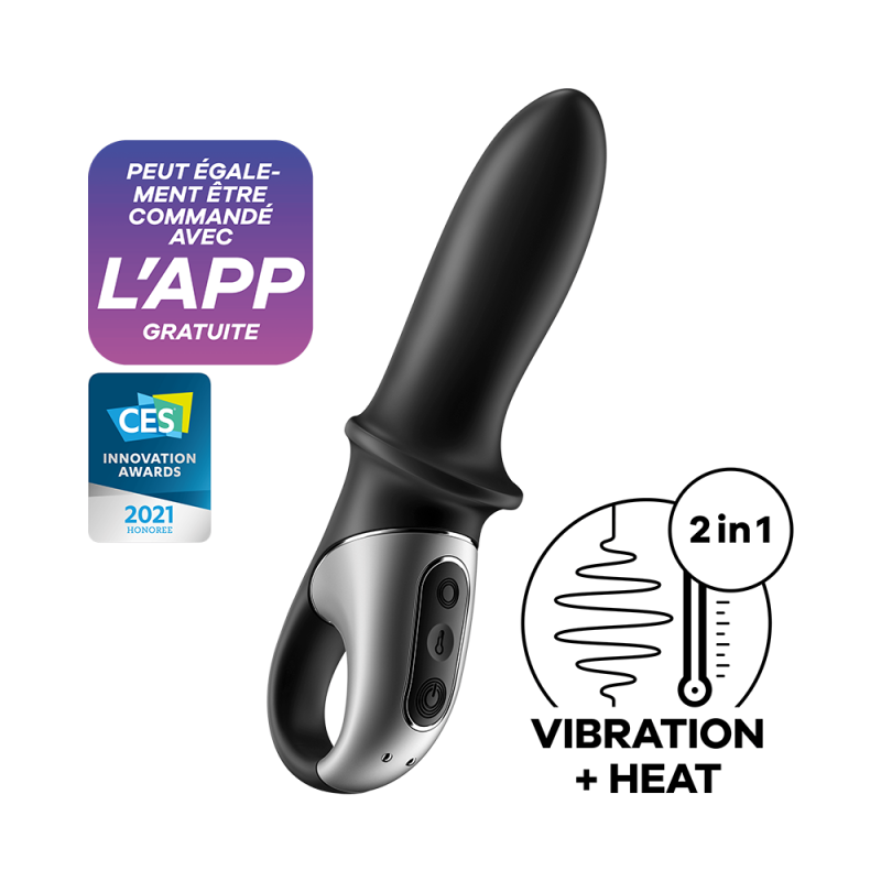 Vibromasseur noir USB, chauffant et connecté Hot Passion Satisfyer - CC597790