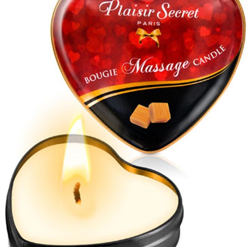 Mini bougie de massage caramel boîte coeur 35ml - CC826068