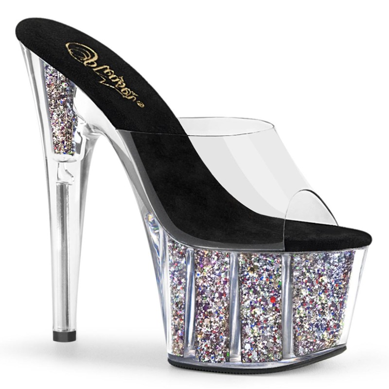 Mules Transparente Confettis Gris