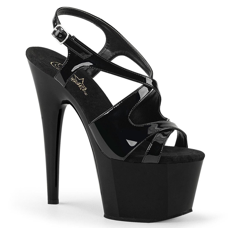 Sandales Plateforme Bride Noir Brillant