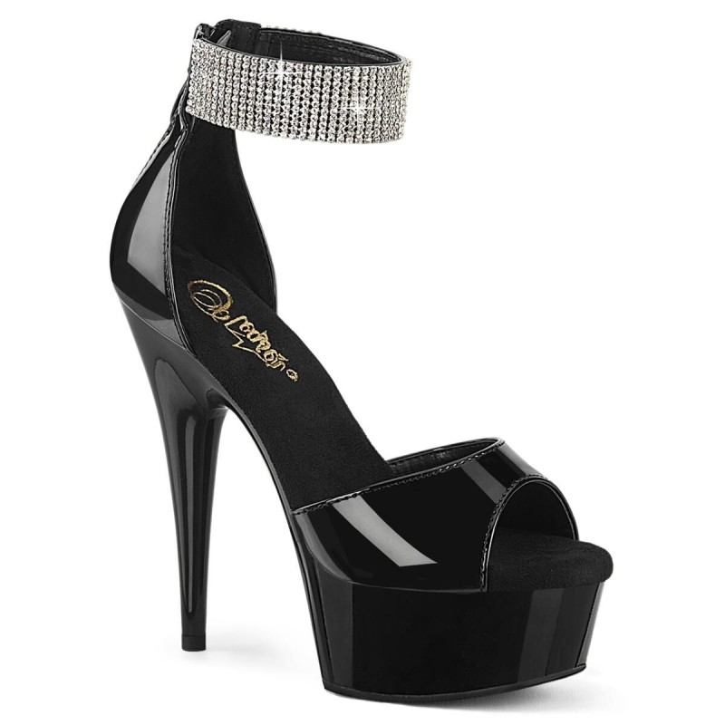 Sandales Strass Noir Brillant