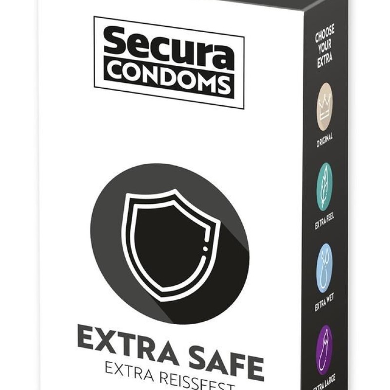 Préservatifs en latex épais x12 Extra Safe 53 mm - Secura