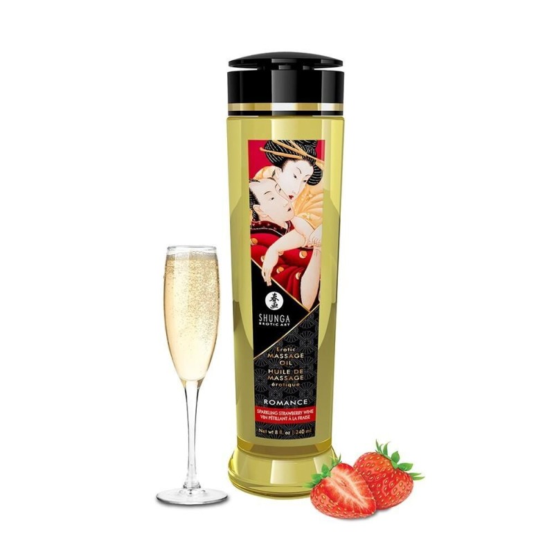 huile de massage aphrodisiaque Shunga fraise vin pétillant