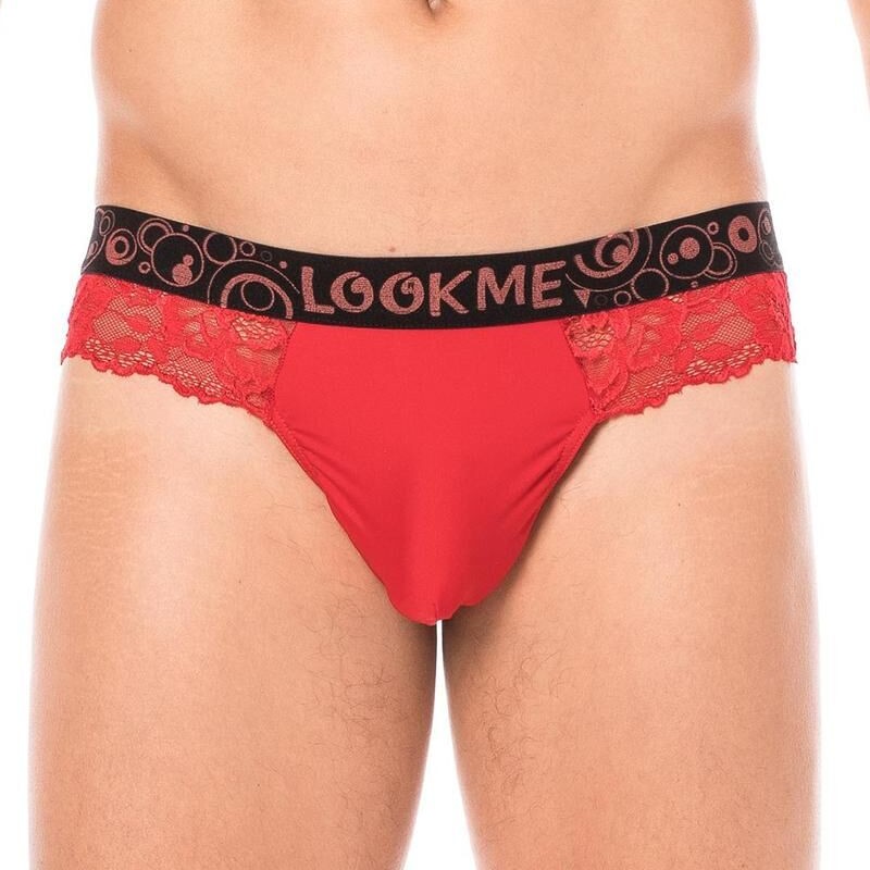 string rouge en dentelle douce et délicate pour homme