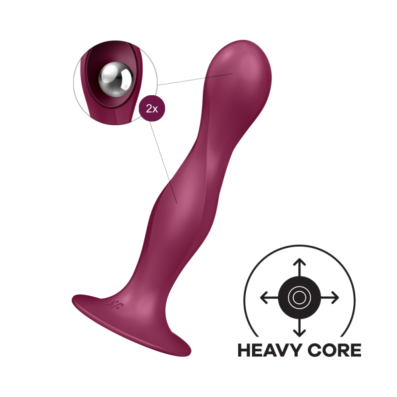 Gode ventouse silicone rouge "Double Ball-R" - Satisfyer