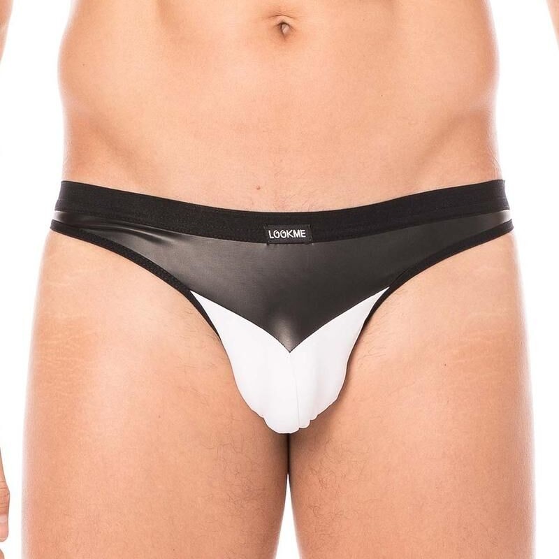 Jock blanc similicuir homme - lingerie sexy homme pas cher