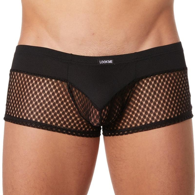 lingerie masculine : mini pant noir opaque et filet