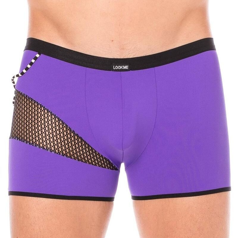 Boxer violet filet et corde homme - lingerie sexy homme pas cher