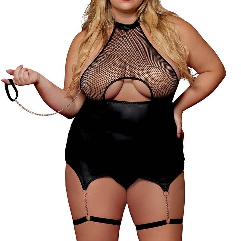 Body porte-jarretelles noir grande taille - Dreamgirl