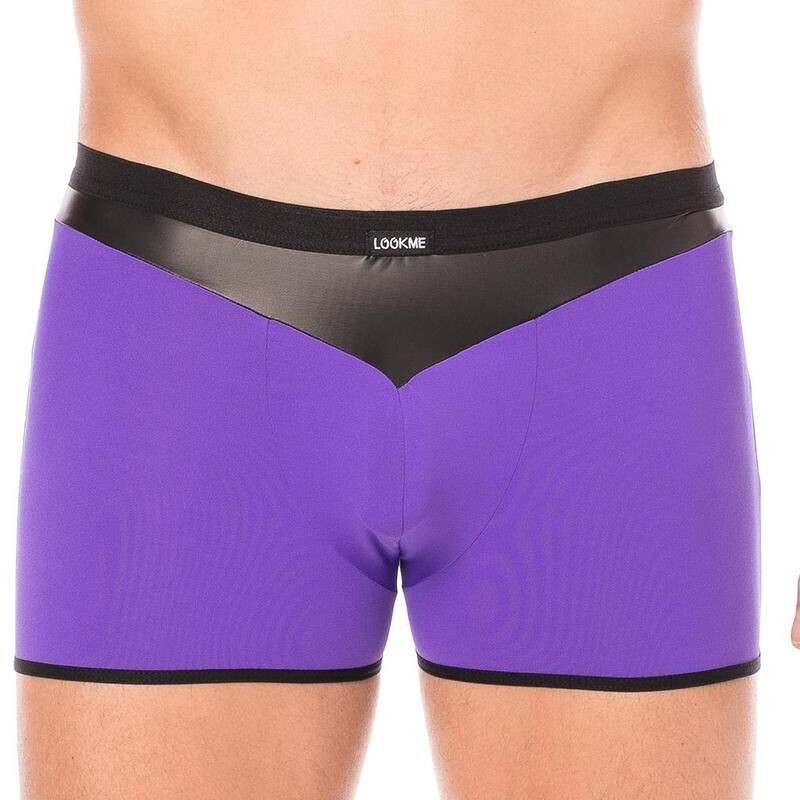 Boxer violet similicuir brillant homme - lingerie sexy homme pas cher