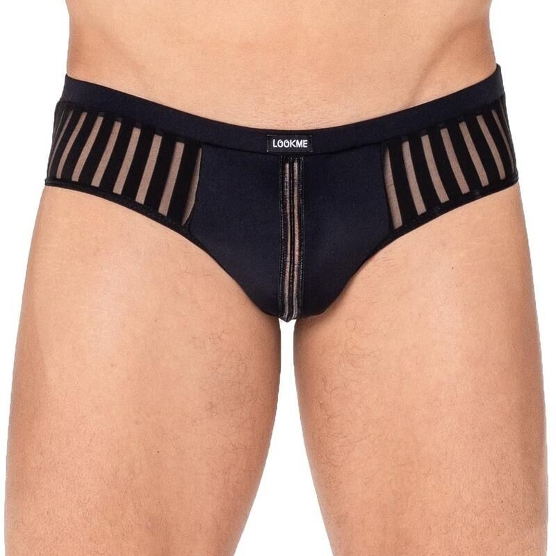 Slip noir biker style géométrique - Lingerie sexy homme