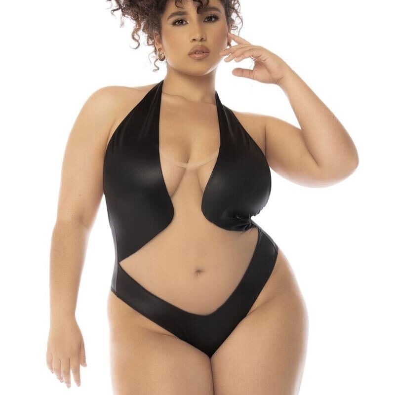 Body dos nu Romy grande taille noir et chair - Mapalé