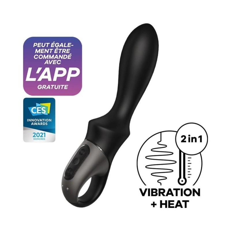 Vibromasseur Satisfyer noir USB  chauffant et connecté - Unisexe