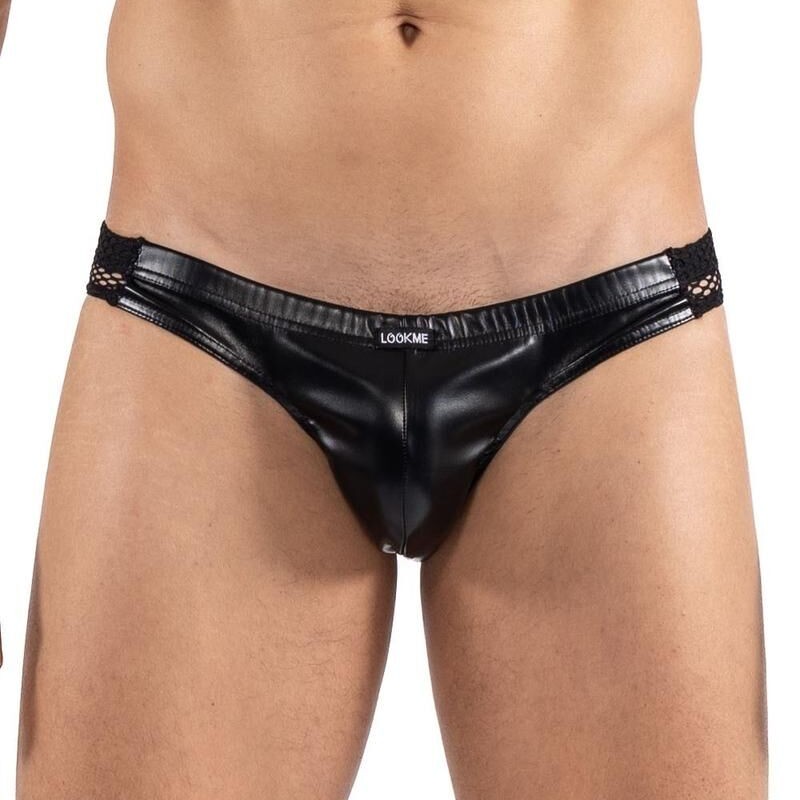 Slip noir Black Desire en simili cuir - Lookme