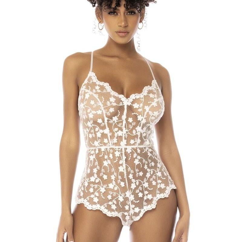 Body blanc en dentelle transparente Celina - Mapalé