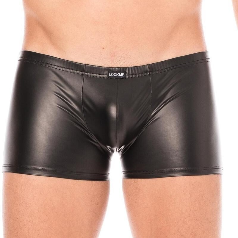 Boxer similicuir noir homme pas cher - lingerie sexy homme pas cher