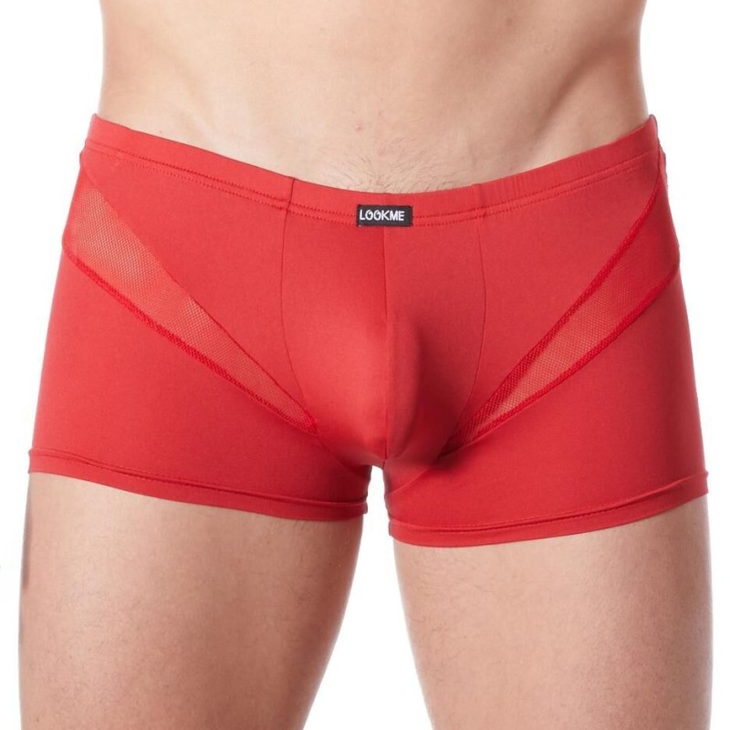 lingerie homme : boxer rouge avec bandes résille