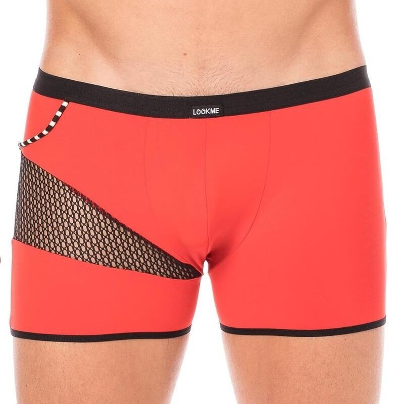 Boxer rouge filet et corde homme - lingerie sexy homme pas cher