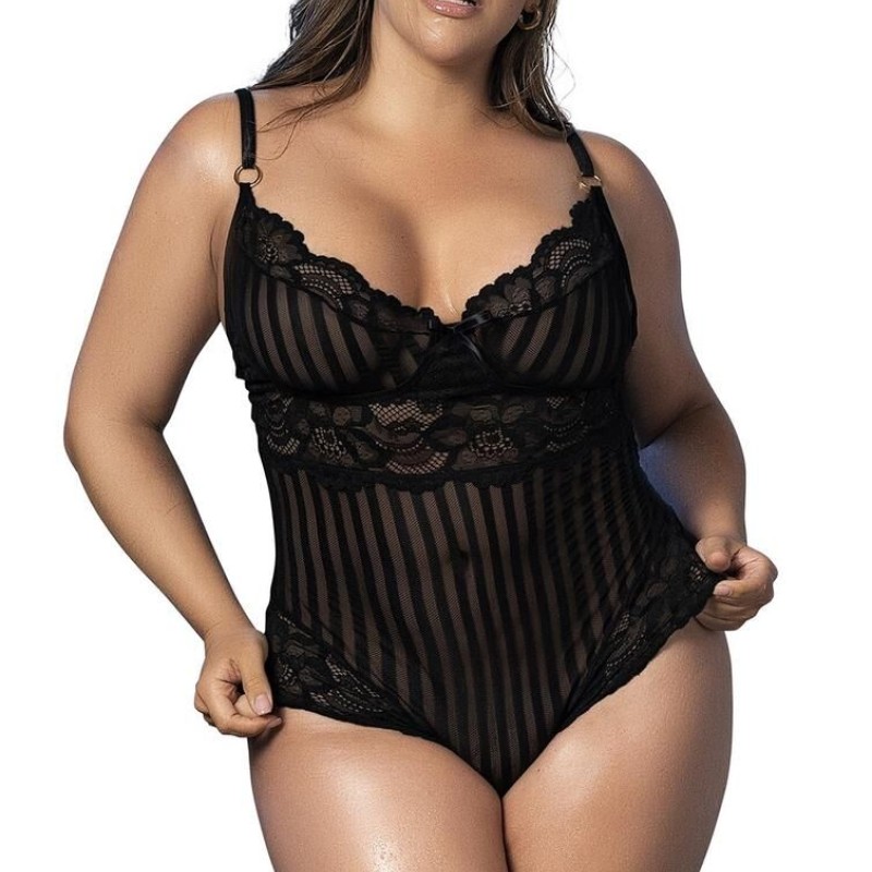 body, grande taille, dentelle et fine résille noire de chez votre , en et vente en gros,