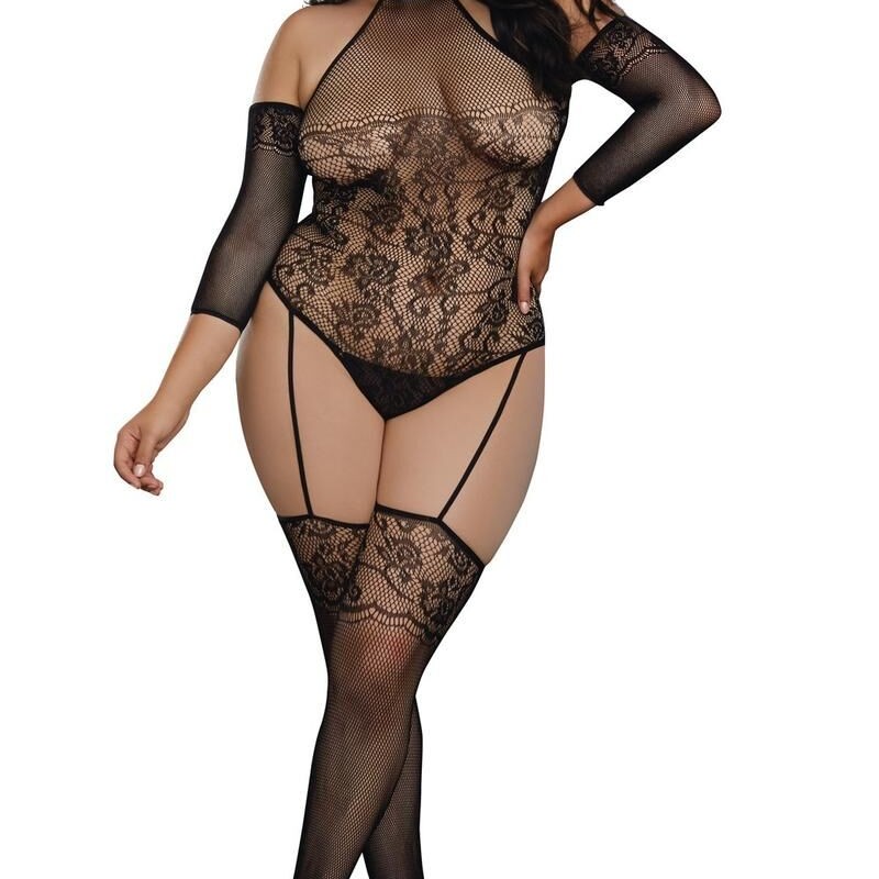  dreamgirl bodystocking grande taille effet body jarretelles