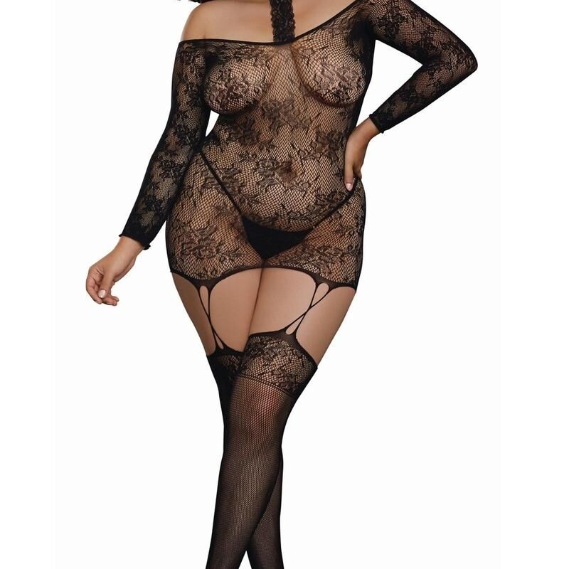  lingerie bodystocking grande taille reversible resille