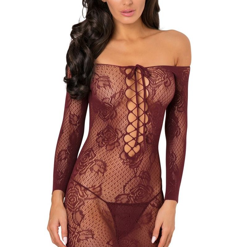  lingerie : nuisette bordeaux extensible manches 3/4