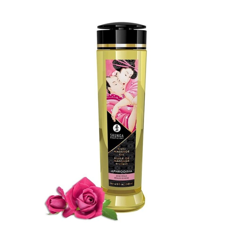 shunga : huile massage aphrodisiaque fleurs