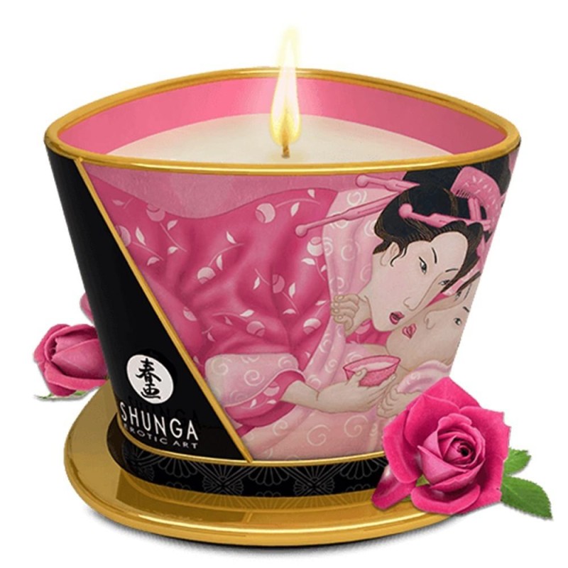 Bougie de massage à la rose shunga