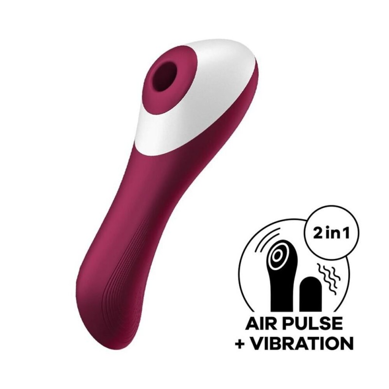 Vibromasseur USB rouge, Dual Crush, de la collection Satisfyer