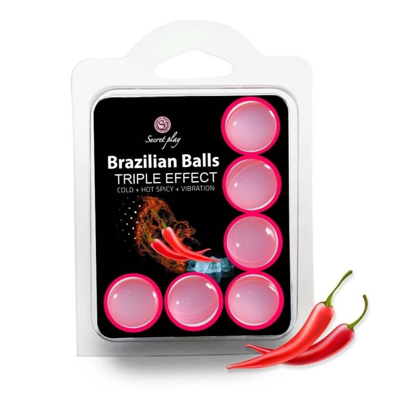 6 boules de massage brésiliennes triple effet chaud, froid et vibrant