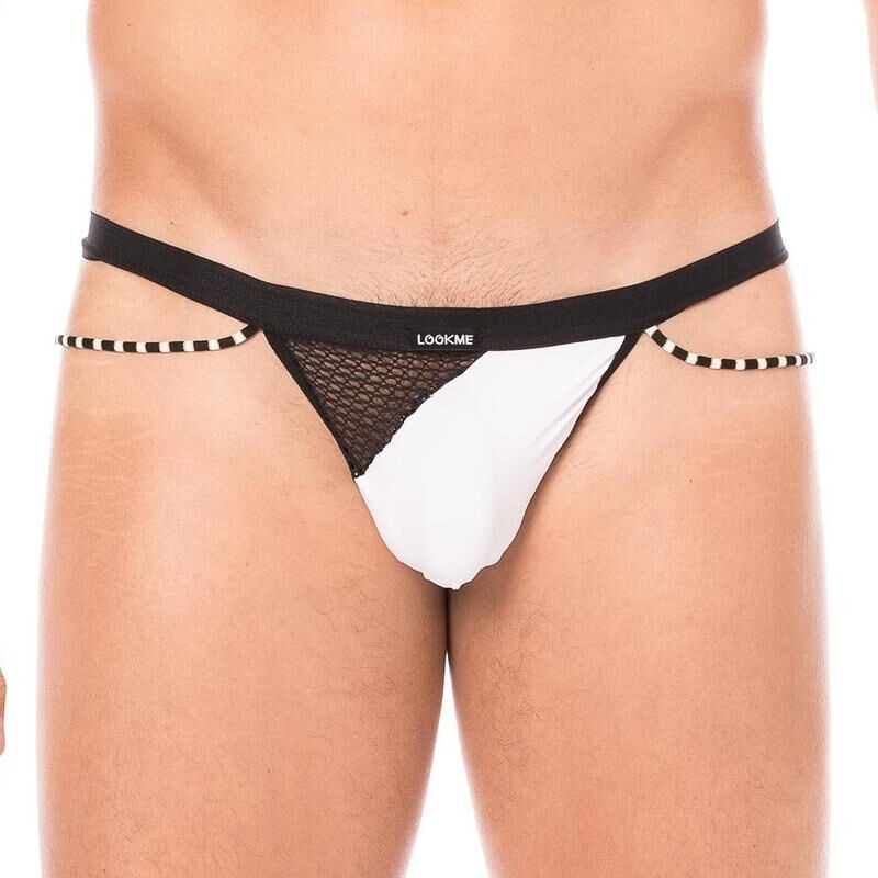 String blanc filet et corde homme - lingerie sexy homme pas cher