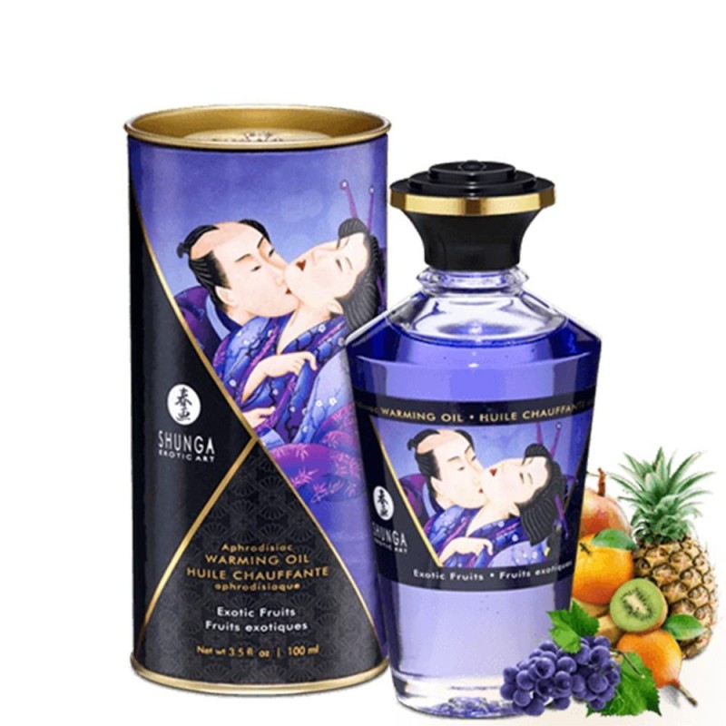 huile érotique fruit exotique de massage chauffante comestible shunga