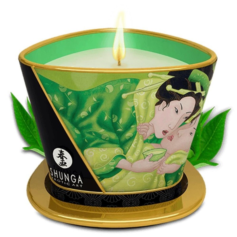 Shunga : bougie massage thé vert