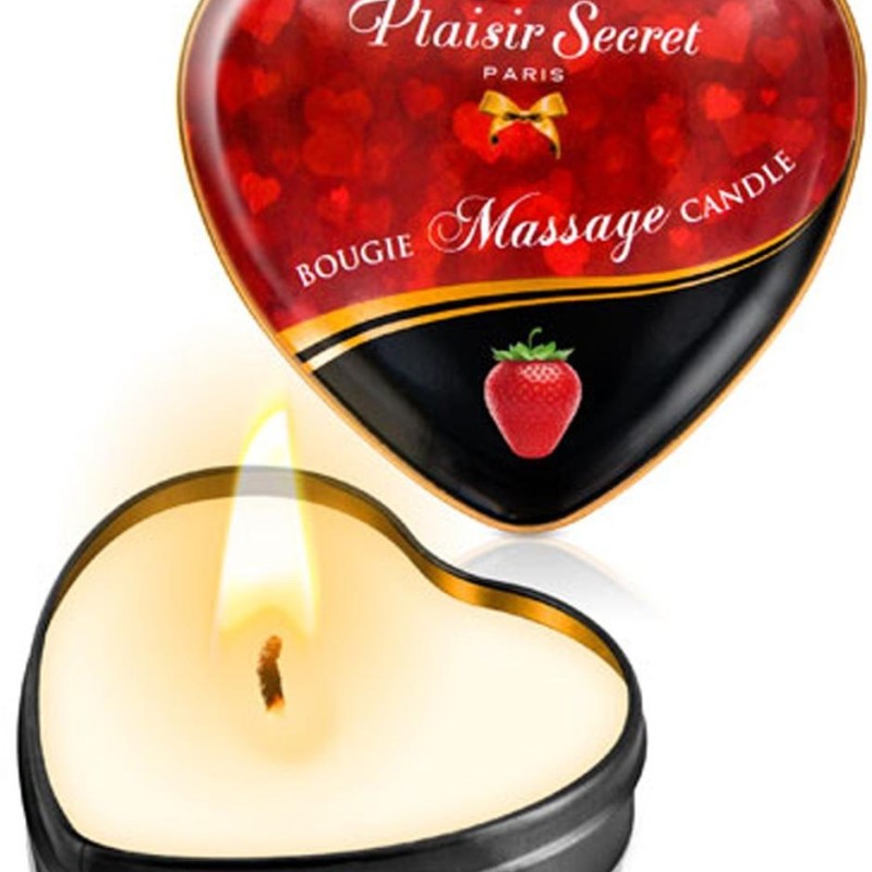 Plaisir secret : mini bougie massage fraise