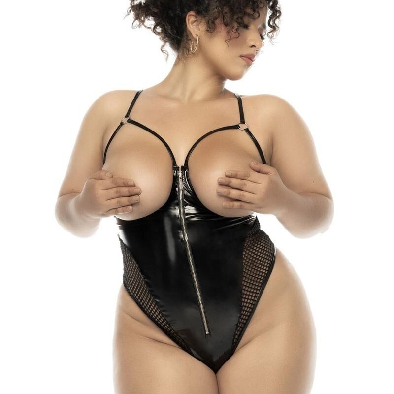 Bodystring noir seins nus Esmee grande taille - Mapalé