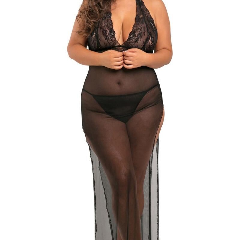  lingerie : nuisette grande taille longue fendue