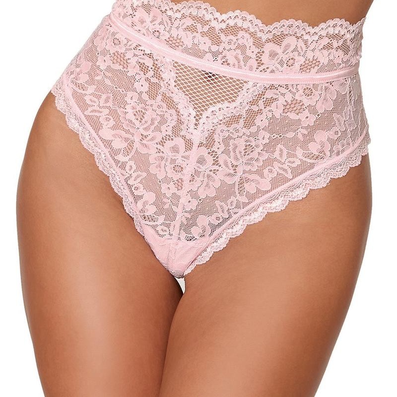 String en dentelle taille haute rose - Dreamgirl