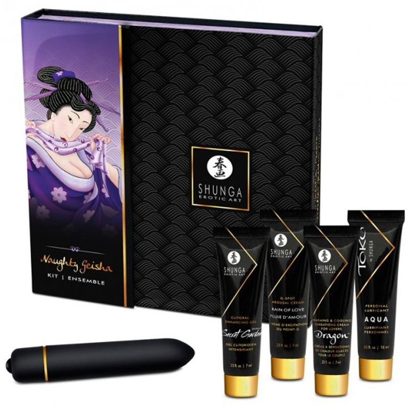 Shunga : coffret kit de geisha coquine - coffret érotique pas cher - huile de massage pas cher